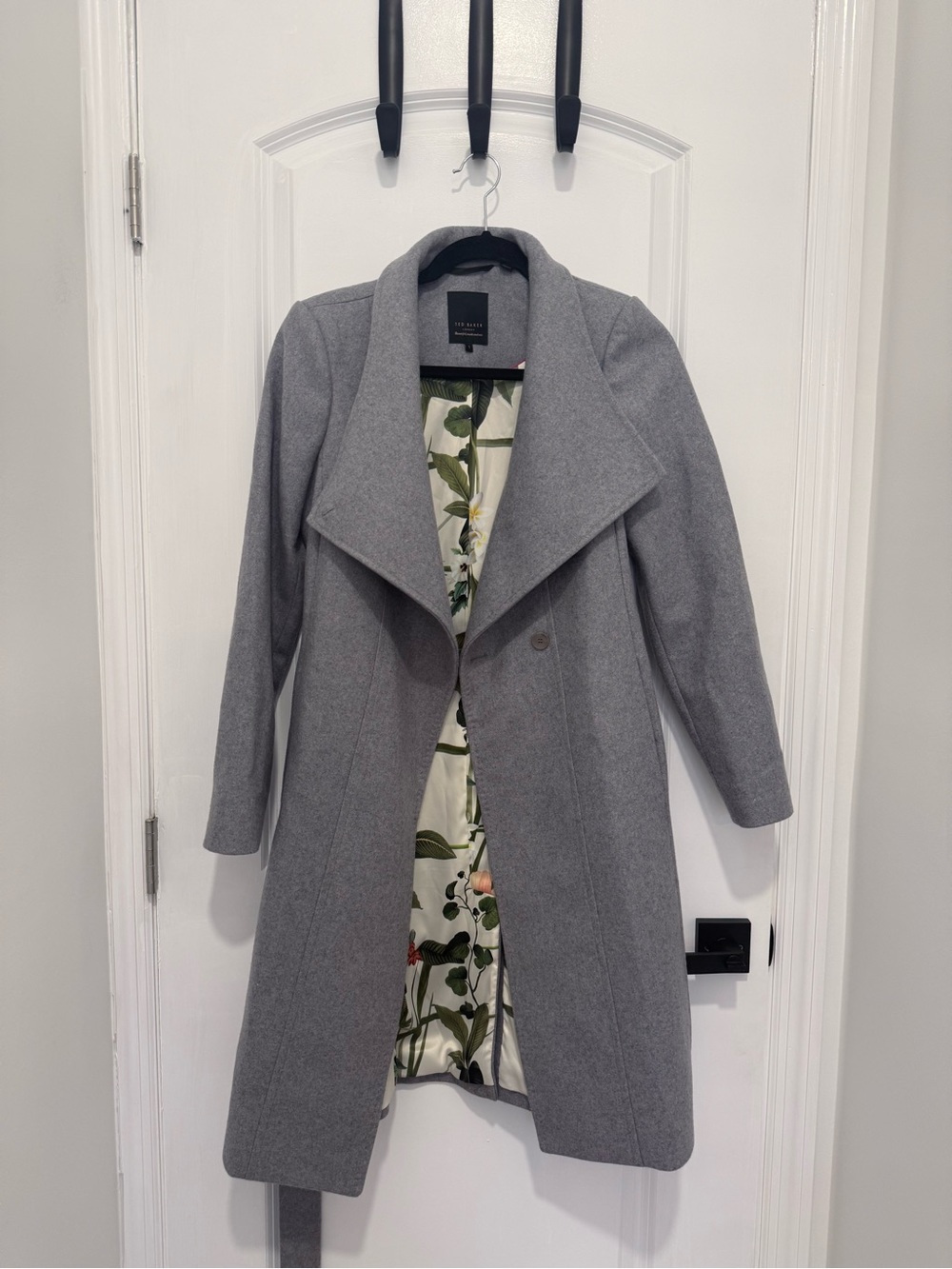 Ted Baker Wool-Blend Long Coat - Floral Lining New